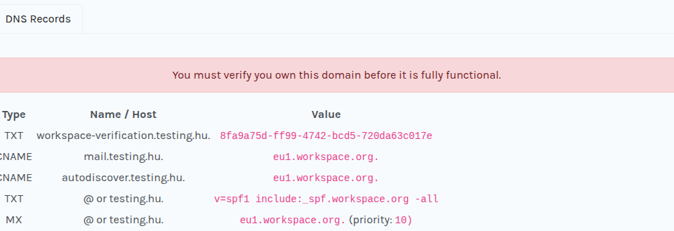 céges email dns beállítás