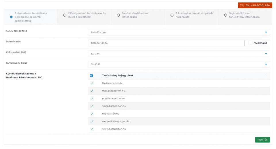 ssl tanúsítvány telepítése