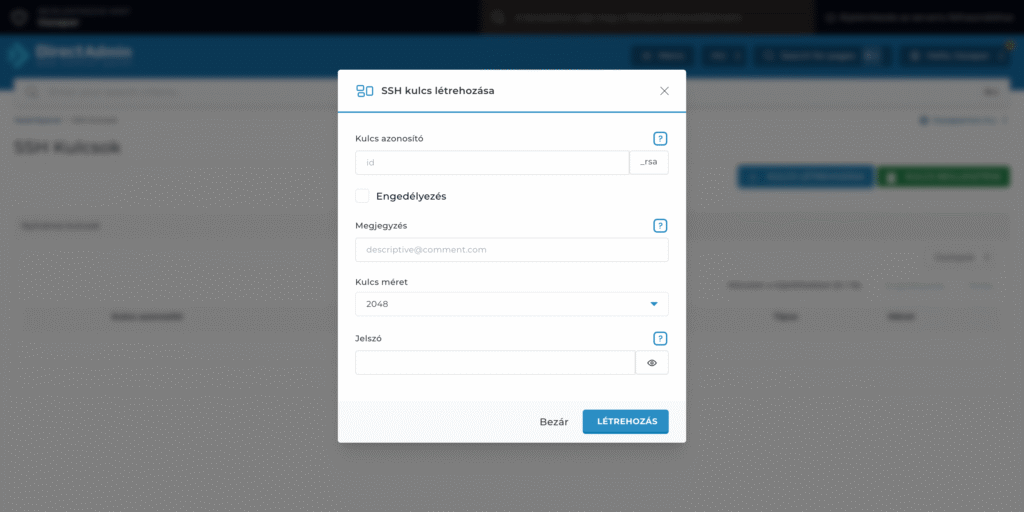 ssh kulcs