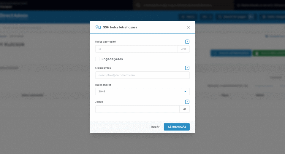 ssh kulcs