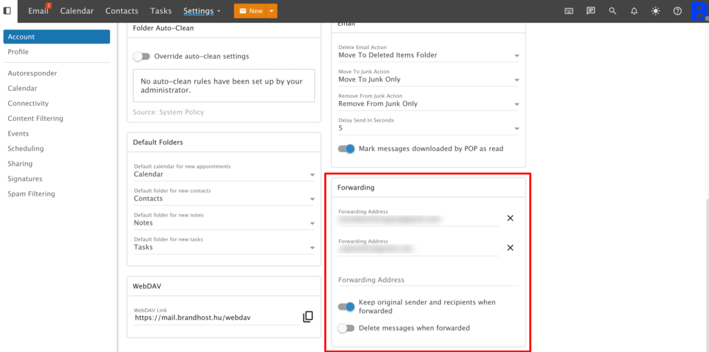 emailek automatikus továbbítása
