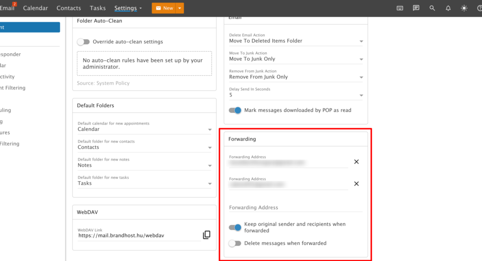 emailek automatikus továbbítása