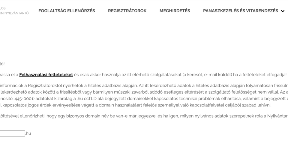 HU domain WHOIS lekérdezés